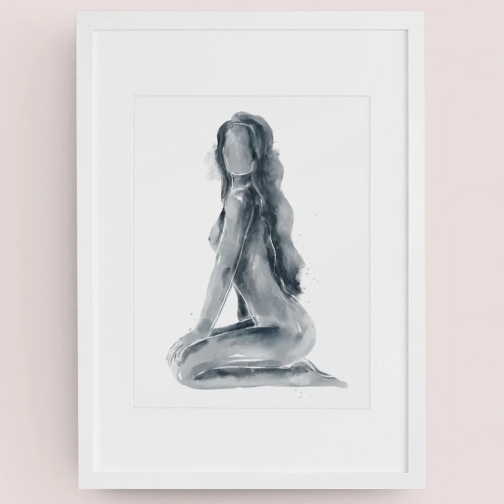 Watercolor Abstract Nude Woman Portrait Print Poster Unframed - Picture 9 of 14